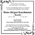 Traueranzeige Hans-Jürgen Koschmann
