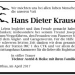 Danksagung Hans Dieter Krause