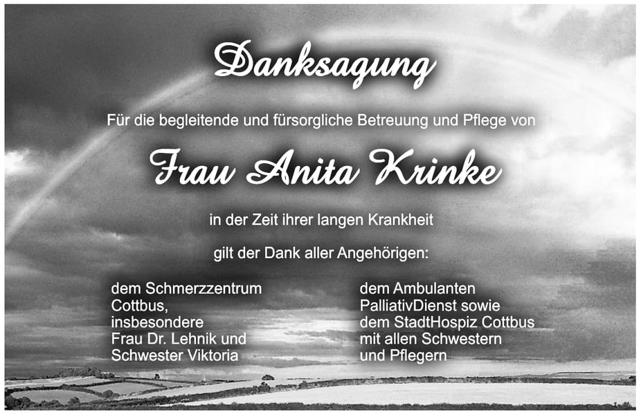 Danksagung Anita Krinke