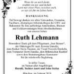 Danksagung Ruth Lehmann
