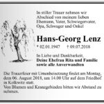 Traueranzeige Hans-Georg Lenz