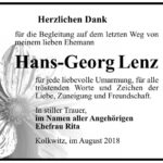 Danksagung Hans-Georg Lenz