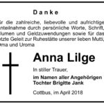 Traueranzeige Anna Lilge