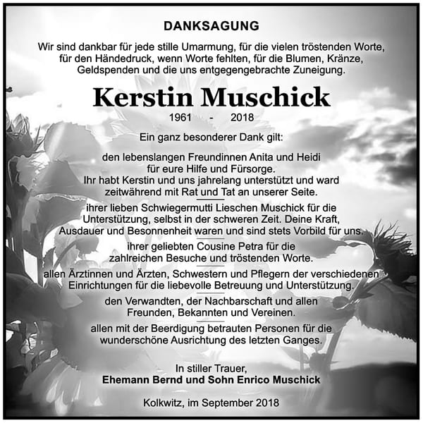 Danksagung Kerstin Muschick