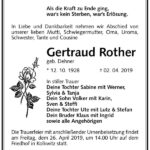 Traueranzeige Gertraud Rother, geb. Dehner