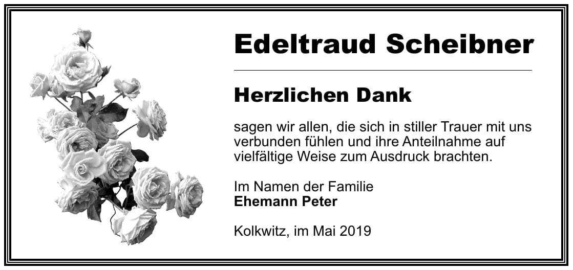 Traueranzeige Edeltraud Scheibner