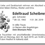 Traueranzeige Edeltraud Scheibner, geb. Schneider