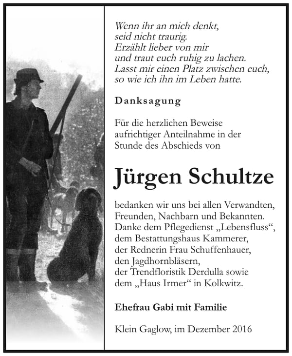 Danksagung Jürgen Schultze