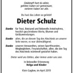Traueranzeige Dieter Schulz