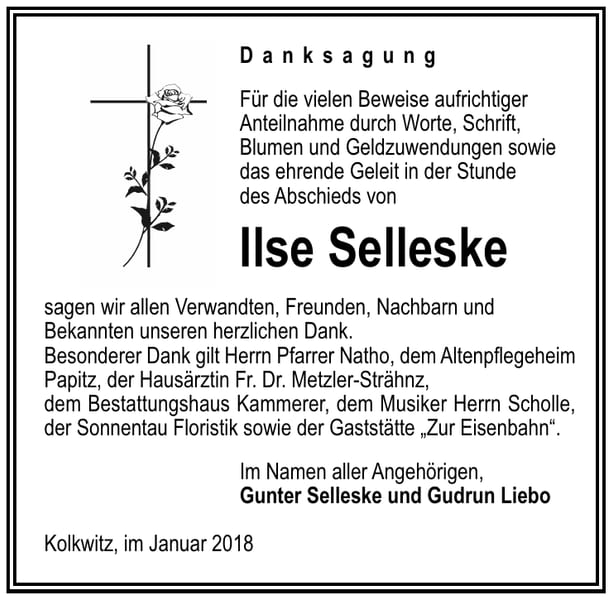 Danksagung Ilse Selleske
