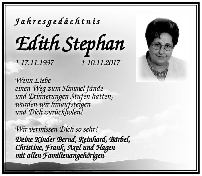 Jahresgedenken Edith Stephan