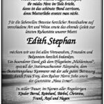 Danksagung Edith Stephan