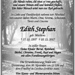 Traueranzeige Edith Stephan, geb. Michlenz