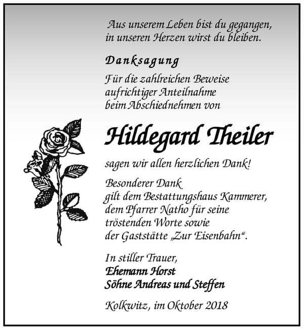 Danksagung Hildegard Theiler