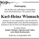 Danksagung Karl-Heinz Wismach