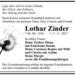 Traueranzeige Lothar Zinder