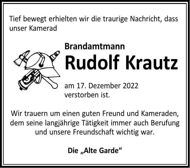 Nachruf Rudolf Krautz