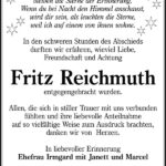 Traueranzeige Fritz Reichmuth