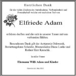 Danksagung Elfriede Adam