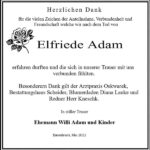Danksagung Elfriede Adam