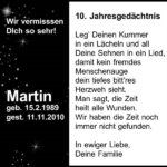 Jahresgedenken Martin