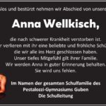 Traueranzeige Anna Wellkisch