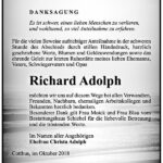 Danksagung Richard Adolph