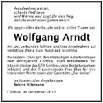 Danksagung Wolfgang Arndt