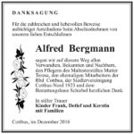 Danksagung Alfred Bergmann