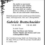 Traueranzeige Gabriele Brettschneider