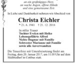 Traueranzeige Christa Eichler