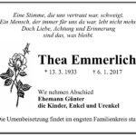 Traueranzeige Thea Emmerlich