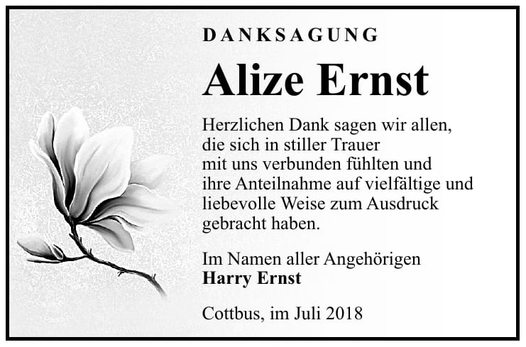Danksagung Alize Ernst