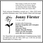 Traueranzeige Jonny Förster