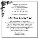 Danksagung Marlen Gieschke