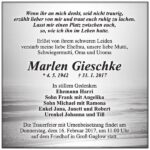 Traueranzeige Marlen Gieschke