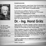 Danksagung Dr. - Ing. Horst Grätz