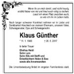 Traueranzeige Klaus Günther