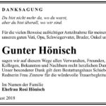 Danksagung Gunter Hönisch