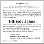 Danksagung Elfriede Jähne