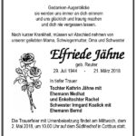 Traueranzeige Elfriede Jähne geb. Reuter