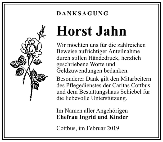 Traueranzeige Horst Jahn