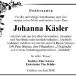 Danksagung Johanna Käsler
