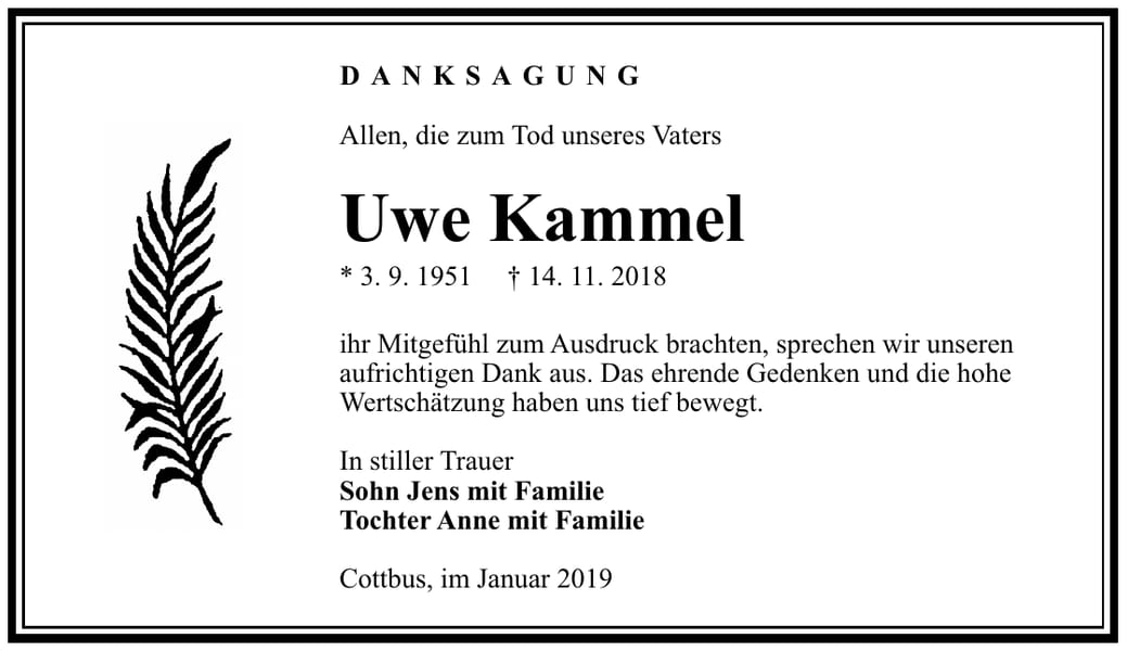 Traueranzeige Uwe Kammel