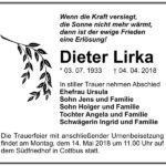 Traueranzeige Dieter Lirka