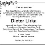 Danksagung Dieter Lirka