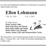 Traueranzeige Ellen Lohmann