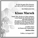 Danksagung Klaus Marsch