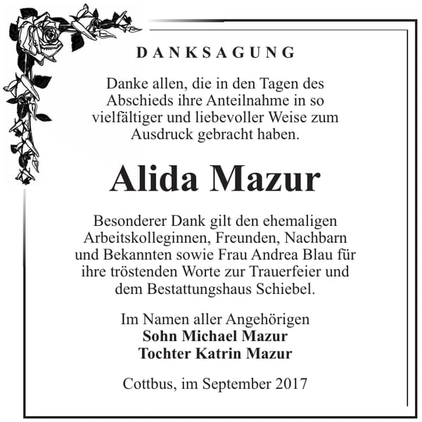 Danksagung Alida Mazur