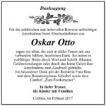 Danksagung Oskar Otto